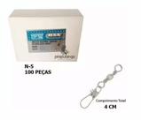 Kit 100 Snap Pesca Com Girador Marine Sports N-5 Nickel