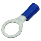 Kit 100 Terminais Olhal Anel Pré Isolado Azul Pvc 1,0mm à 2,5mm M8 Crimper Argola Conector Elétrico