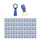 Kit 100 Terminal Olhal Pré-isolado Azul 1,5mm A 2,5mm M6 100 Pçs