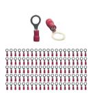 Kit 100 Terminal Olhal Pré-isolado Vermelho 0,5mm A 1,5mm M6 100 Pçs