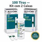 Kit 100 Tiras Fitas Reagentes de Glicose Glicemia Accu Chek Active