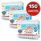 KIT 100 UND Hastes com Pontas de Algodão Topz Baby Patrulha Canina 50 Unidades Cotonete Bebê Neném Baby 0 18 meses