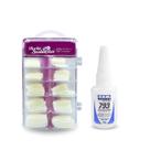 Kit 100 Unhas Postiças Natural Branca Quadrada + Super Cola Adesivo Instantâneo Tekbond 793 de 20g