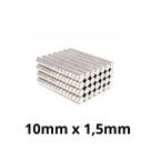 Kit 1000 Imã Neodímio Disco Magnético N35 10x1,5 mm Super Forte Potente Redondo