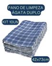 Kit 10un Pano De Chão Engomatextil Xadrez Ágata Azul Marinho 42x73cm