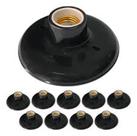 Kit 10un plafon bocal teto porcelana e27 preto pratik