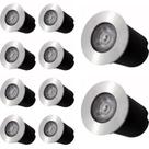 Kit 10x Balizador Blindado Piso LED 1W IP65 Bivolt Branco Quente