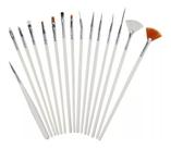 Kit 10x Pincel 15 Pinceis Manicure Decoração Artistica Nail