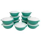 Kit 10x Potes Saladeira Verde 3L Plástico FREE BPA com Tampa Resistente Durável Qualidade