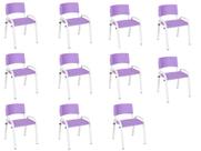 Kit 11 Cadeira Iso Infantil Creche, Escola Base Branco Lilas