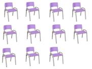 Kit 11 Cadeiras Infantil Iso, Escola, Base Cinza- Lilas Kit 11 Cadeiras Infantil Iso, Escola, Base Cinza- Lilas