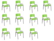 Kit 11 Cadeiras Infantil Iso, Escola, Base Cinza-Verde Claro