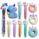 Kit 11 Materiais Papelaria Fofa Kawai Caneta Borracha Marca