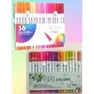 Kit 12/24/36/48/60 Canetas 2 em 1 Brush Lettering e Ponta Fina Dual Pen Canetinha Colorir Desenho