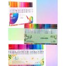 Kit 12/24/36/48/60 Canetas 2 em 1 Brush Lettering e Ponta Fina Dual Pen Canetinha Colorir Desenho