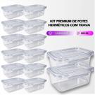 Kit 12 à 5 Potes Com Travas Marmitas Fitness Herméticos 800ml para Freezer e Microondas Kit 12 à 5 Potes Com Travas Marmitas Fitness Herméticos 800ml para Freezer e Microondas