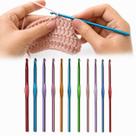 Kit 12 Agulhas de Crochê Alumínio Coloridas 2,0mm a 8,0mm 15cm para Linha, Barbante e Artesanato