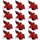 Kit 12 Anéis Porta Guardanapo de Natal Anel Flor Natalina Cor:Vermelho