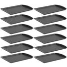 Kit 12 Bandejas para Servir 34x23,5cm Plástico Preto Buffet Lanchonete Uno Coza