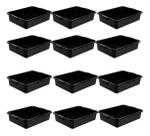 Kit 12 Bandejas Plásticas Luconi Multiuso 18L Resistente para Massa Construção