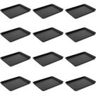 Kit 12 Bandejas Plásticas Servir Coza 32x23cm Preto Restaurante A4 Fast Food Lanchonete Bar