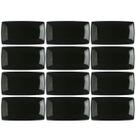 Kit 12 Bandejas Rasas 22cm Porcelana Germer Prato Sushi Preto Oriental Sashimi