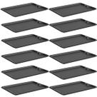 Kit 12 Bandejas Servir Plástica Preta 48x33cm Coza Uno Bar Lanchonetes Restaurantes
