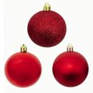 Kit 12 Bola De Natal Mista Vinho 8cm Pendente Árvore Enfeite