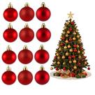 Kit 12 Bolas de Natal 5 cm Vermelho ou Dourado Acabamento Fosco, Brilhante e com Glitter Enfeites para Árvore