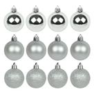 Kit 12 Bolas de Natal Fosca Lisa Glitter Prata 5cm TD009A-3PR - Rio Master