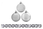 Kit 12 Bolas De Natal Mista 5cm Prata Decoração Árvore