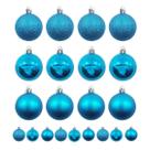 Kit 12 Bolas De Natal Mista 8cm Azul Decoração Árvore