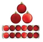 Kit 12 Bolas Natal Mista Glitter, Fosca, Lisa Vermelha 7cm - Riomaster