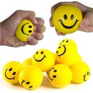 Kit 12 Bolinhas Macia Amarela Emojos Carinha Smile Massagem Apertar Anti Stress Fisioterapia