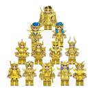 Kit 12 bonecos cavaleiros do zodiaco armadura de ouro bloco de montar