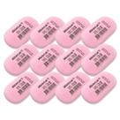 Kit 12 Borracha escolar oval plástica natural Mercur Rosa