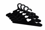 Kit 12 Cabides Infantil Com Coração Preto em Acrílico