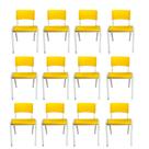 Kit 12 Cadeira Iso Infantil Amarela Escolar e Creche