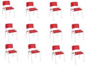 Kit 12 Cadeira Iso Infantil Creche, Escola Base Branco Vermelho