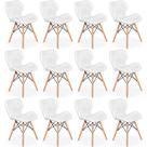 Kit 12 Cadeiras de Jantar Charles Eames Slim Wood Estofada - Branco