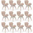 Kit 12 Cadeiras de Jantar Charles Eames Slim Wood Estofada - Nude Kit 12 Cadeiras de Jantar Charles Eames Slim Wood Estofada - Nude