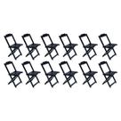 Kit 12 Cadeiras de Madeira Dobravel Preto