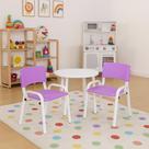 Kit 12 Cadeiras Infantil Iso, Escola, Base Branca- Lilas