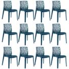 Kit 12 Cadeiras Laráz Gruvyer Design Anatômico Azul petróleo
