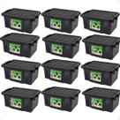 kit 12 Caixas Organizadora Multiuso Preta 25L Empilhável kit 12 Caixas Organizadora Multiuso Preta 25L Empilhável