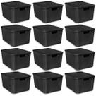 Kit 12 Caixas Organizadora Rattan 7 Litros C Tampa Preta