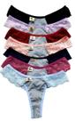 Kit 12 Calcinhas Fio Dental Algodão Feminina Rendada Lingerie Sexy Revenda - Calcinha Atacado Feminino Langerie Sensual Malha com Renda Confortável