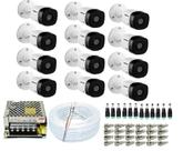 Kit 12 Câmera Intelbras C/ Infravermelho 20m Vhc 1120 B + Assessórios