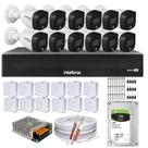 Kit 12 Cameras 1220 Full Color Intelbras Dvr Mhdx 16 Ch Color Noite 1TB