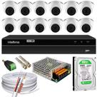 Kit 12 Câmeras 1220D mic Internas dvr 1216 C/ Microfone 500gb